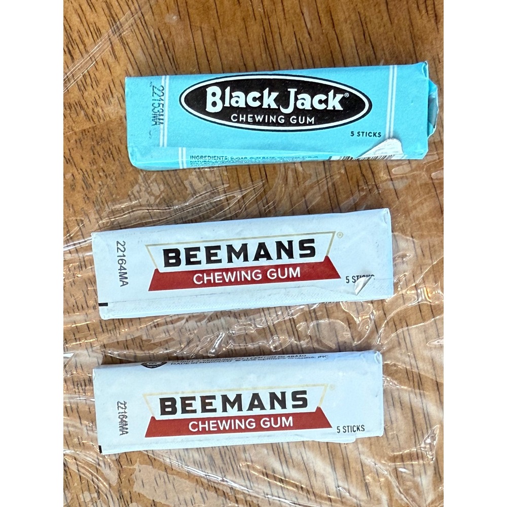 Black Jack Beemans Chewing‎ Gum Pack Lot 3 Sticks Vintage Candy Nostalgia
